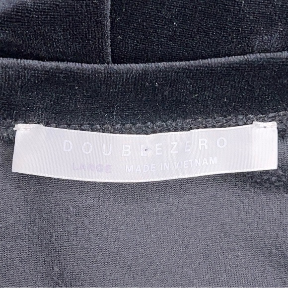 Large Double Zero Black Velour Tee Stretch Short Sleeve Goth Comfortable Casual - Picture 11 of 12